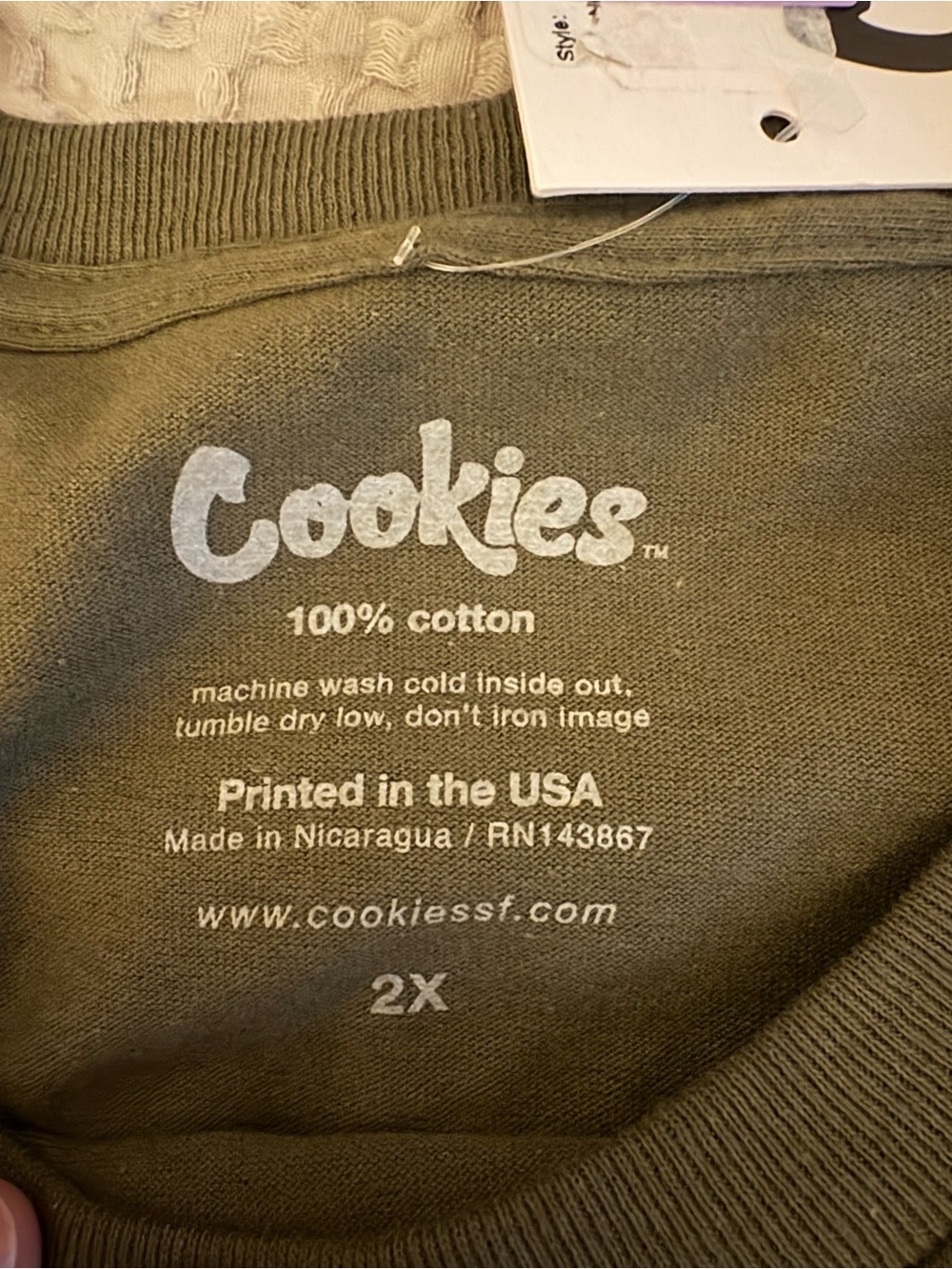 Cookies Olive Green Graphic Tee with Multicolor Logo 2xl new - Picture 6 of 7